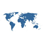 Kuvassa maailman kartta valkoista vasten sinisellä värillä